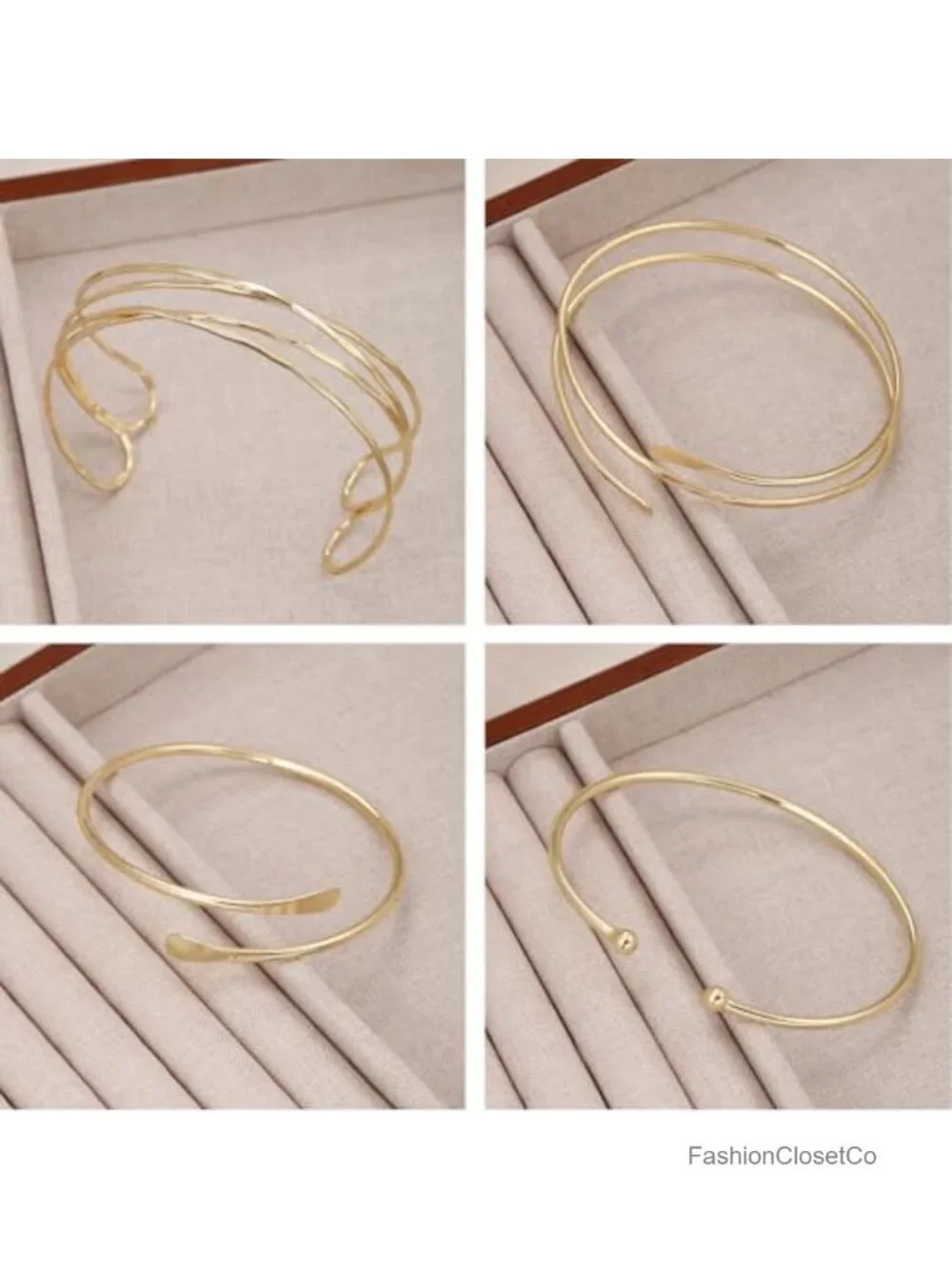8pcs Gold Silver Arm Cuff Bracelet Set Adjustable Coil Swirl Armlet Stackable